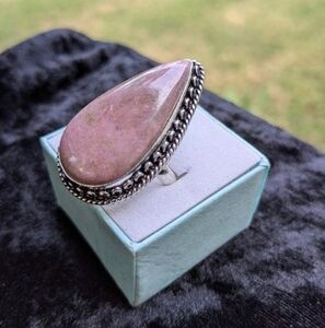 SOLD!!! Handcrafted Rhodochrosite Teardrop Ring (9)